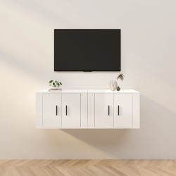 vidaXL TV-Wandschränke 2 Stk. Hochglanz-Weiß 57x34,5x40 cm