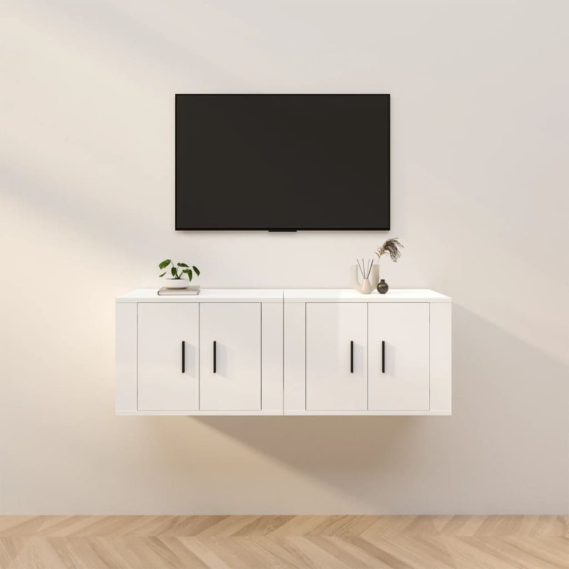 vidaXL TV-Wandschränke 2 Stk. Hochglanz-Weiß 57x34,5x40 cm vidaXL TV-Wandschränke 2 Stk. Hochglanz-Weiß 57x34,5x40 cm