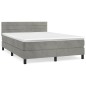 vidaXL Boxspringbett mit Matratze Hellgrau 140x190 cm Samt vidaXL Boxspringbett mit Matratze Hellgrau 140x190 cm Samt