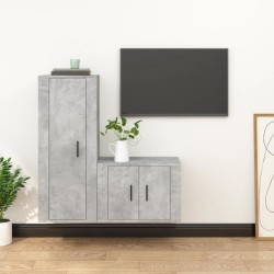vidaXL 2-tlg. TV-Schrank-Set Betongrau Holzwerkstoff