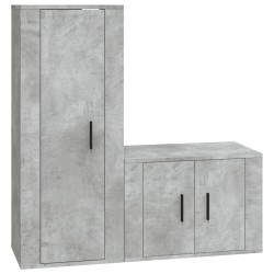 vidaXL 2-tlg. TV-Schrank-Set Betongrau Holzwerkstoff