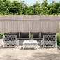 vidaXL 7-tlg. Garten-Lounge-Set mit Kissen Weiß Stahl vidaXL 7-tlg. Garten-Lounge-Set mit Kissen Weiß Stahl