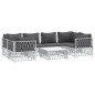 vidaXL 7-tlg. Garten-Lounge-Set mit Kissen Weiß Stahl vidaXL 7-tlg. Garten-Lounge-Set mit Kissen Weiß Stahl