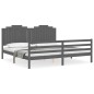 vidaXL Massivholzbett mit Kopfteil Grau 200x200 cm vidaXL Massivholzbett mit Kopfteil Grau 200x200 cm