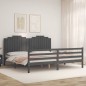 vidaXL Massivholzbett mit Kopfteil Grau 200x200 cm vidaXL Massivholzbett mit Kopfteil Grau 200x200 cm