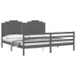 vidaXL Massivholzbett mit Kopfteil Grau 200x200 cm vidaXL Massivholzbett mit Kopfteil Grau 200x200 cm