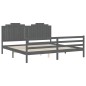 vidaXL Massivholzbett mit Kopfteil Grau 200x200 cm vidaXL Massivholzbett mit Kopfteil Grau 200x200 cm