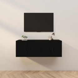 vidaXL TV-Wandschränke 2 Stk. Schwarz 57x34,5x40 cm