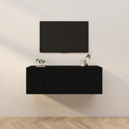 vidaXL TV-Wandschränke 2 Stk. Schwarz 57x34,5x40 cm