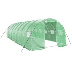 vidaXL Gewächshaus mit Stahlrahmen Grün 24 m² 8x3x2 m