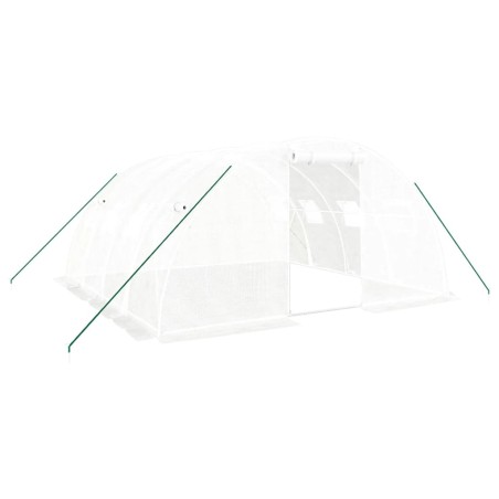 vidaXL Gewächshaus mit Stahlrahmen Weiß 16 m² 4x4x2 m