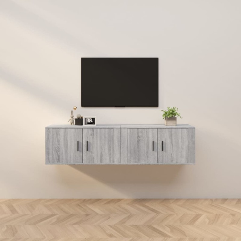 vidaXL TV-Wandschränke 2 Stk. Grau Sonoma 80x34,5x40 cm vidaXL TV-Wandschränke 2 Stk. Grau Sonoma 80x34,5x40 cm
