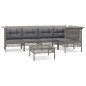 vidaXL 6-tlg. Garten-Lounge-Set mit Kissen Grau Poly Rattan vidaXL 6-tlg. Garten-Lounge-Set mit Kissen Grau Poly Rattan