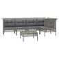 vidaXL 6-tlg. Garten-Lounge-Set mit Kissen Grau Poly Rattan vidaXL 6-tlg. Garten-Lounge-Set mit Kissen Grau Poly Rattan
