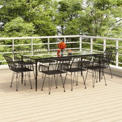 vidaXL 9-tlg. Garten-Essgruppe Schwarz Poly Rattan
