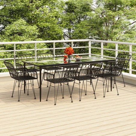 vidaXL 9-tlg. Garten-Essgruppe Schwarz Poly Rattan