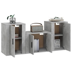 vidaXL 3-tlg. TV-Schrank-Set Betongrau Holzwerkstoff
