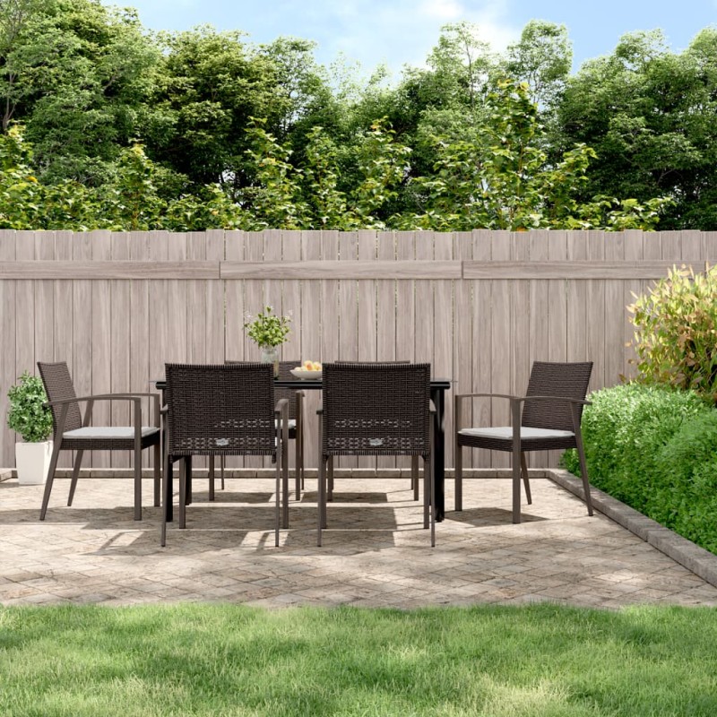 vidaXL 7-tlg. Garten-Essgruppe mit Kissen Poly Rattan und Stahl vidaXL 7-tlg. Garten-Essgruppe mit Kissen Poly Rattan und Stahl