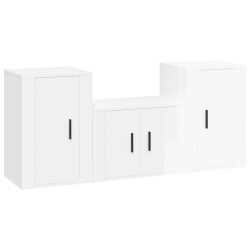 vidaXL 3-tlg. TV-Schrank-Set Hochglanz-Weiß Holzwerkstoff
