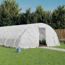 vidaXL Gewächshaus mit Stahlrahmen Weiß 40 m² 8x5x2,3 m