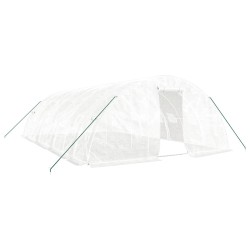 vidaXL Gewächshaus mit Stahlrahmen Weiß 40 m² 8x5x2,3 m