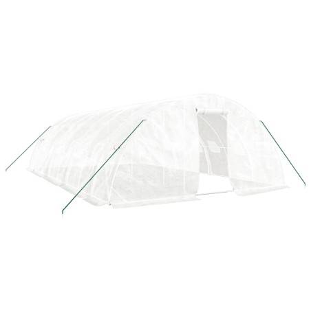 vidaXL Gewächshaus mit Stahlrahmen Weiß 40 m² 8x5x2,3 m
