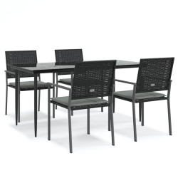 vidaXL 5-tlg. Garten-Essgruppe mit Kissen Poly Rattan und Stahl