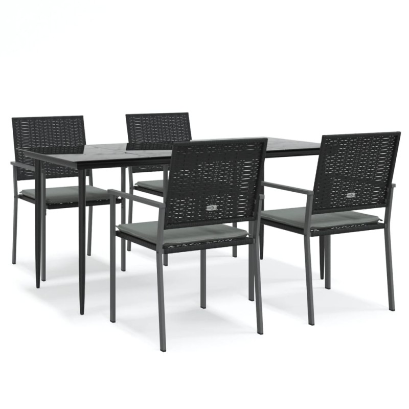 vidaXL 5-tlg. Garten-Essgruppe mit Kissen Poly Rattan und Stahl vidaXL 5-tlg. Garten-Essgruppe mit Kissen Poly Rattan und Stahl