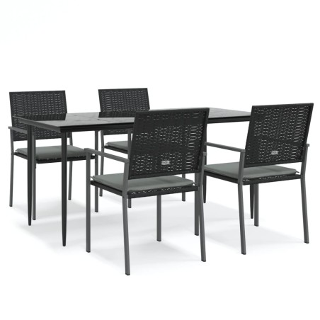 vidaXL 5-tlg. Garten-Essgruppe mit Kissen Poly Rattan und Stahl