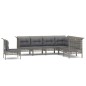 vidaXL 7-tlg. Garten-Lounge-Set mit Kissen Grau Poly Rattan vidaXL 7-tlg. Garten-Lounge-Set mit Kissen Grau Poly Rattan