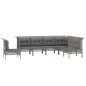 vidaXL 7-tlg. Garten-Lounge-Set mit Kissen Grau Poly Rattan vidaXL 7-tlg. Garten-Lounge-Set mit Kissen Grau Poly Rattan