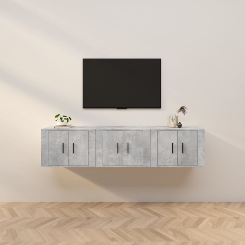 vidaXL TV-Wandschränke 3 Stk. Betongrau 57x34,5x40 cm vidaXL TV-Wandschränke 3 Stk. Betongrau 57x34,5x40 cm