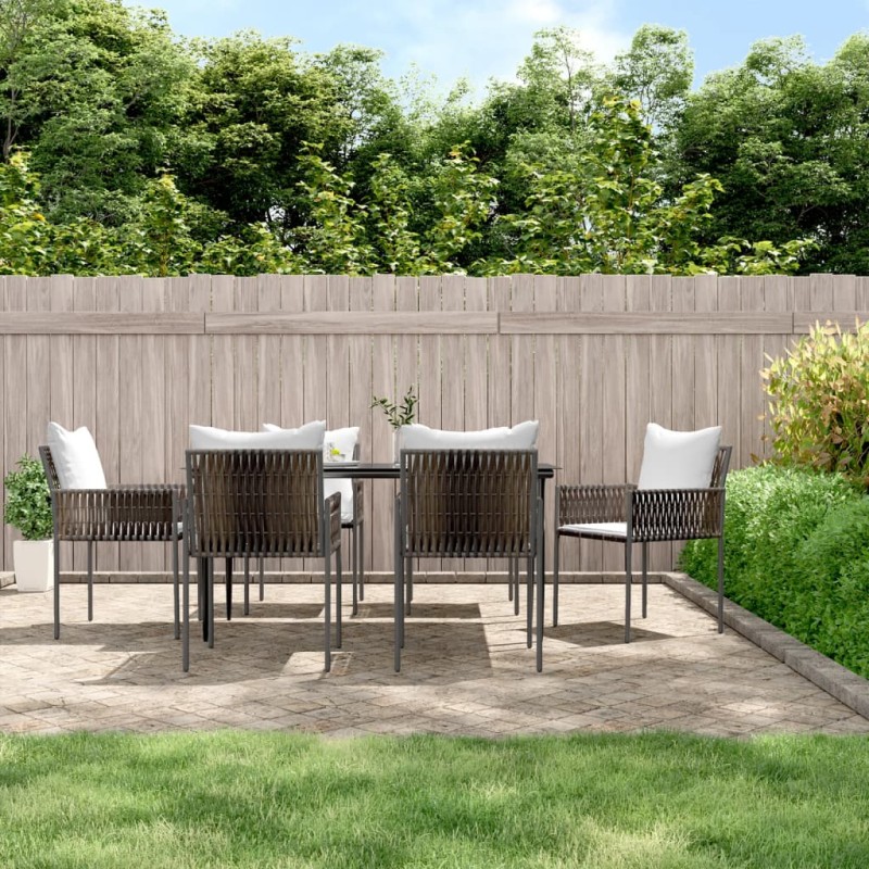vidaXL 7-tlg. Garten-Essgruppe mit Kissen Poly Rattan und Stahl vidaXL 7-tlg. Garten-Essgruppe mit Kissen Poly Rattan und Stahl