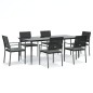 vidaXL 7-tlg. Garten-Essgruppe mit Kissen Poly Rattan und Stahl vidaXL 7-tlg. Garten-Essgruppe mit Kissen Poly Rattan und Stahl