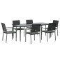 vidaXL 7-tlg. Garten-Essgruppe mit Kissen Poly Rattan und Stahl vidaXL 7-tlg. Garten-Essgruppe mit Kissen Poly Rattan und Stahl