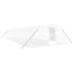 vidaXL Gewächshaus mit Stahlrahmen Weiß 70 m² 14x5x2,3 m