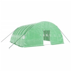 vidaXL Gewächshaus mit Stahlrahmen Grün 36 m² 6x6x2,85 m