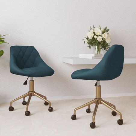 Esszimmerstühle 2 Stk. Drehbar Blau Samt
