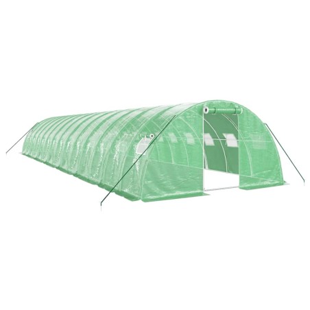 vidaXL Gewächshaus mit Stahlrahmen Grün 56 m² 14x4x2 m