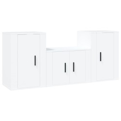 vidaXL 3-tlg. TV-Schrank-Set Weiß Holzwerkstoff