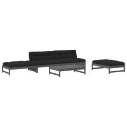vidaXL 5-tlg. Garten-Lounge-Set mit Kissen Grau Massivholz