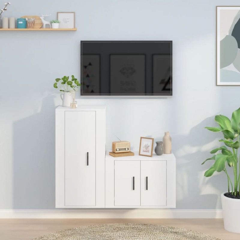 vidaXL 2-tlg. TV-Schrank-Set Weiß Holzwerkstoff vidaXL 2-tlg. TV-Schrank-Set Weiß Holzwerkstoff