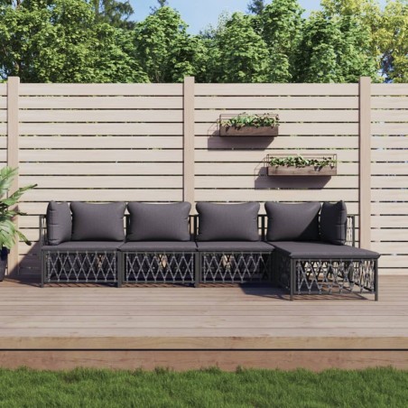 vidaXL 5-tlg. Garten-Lounge-Set mit Kissen Anthrazit Stahl