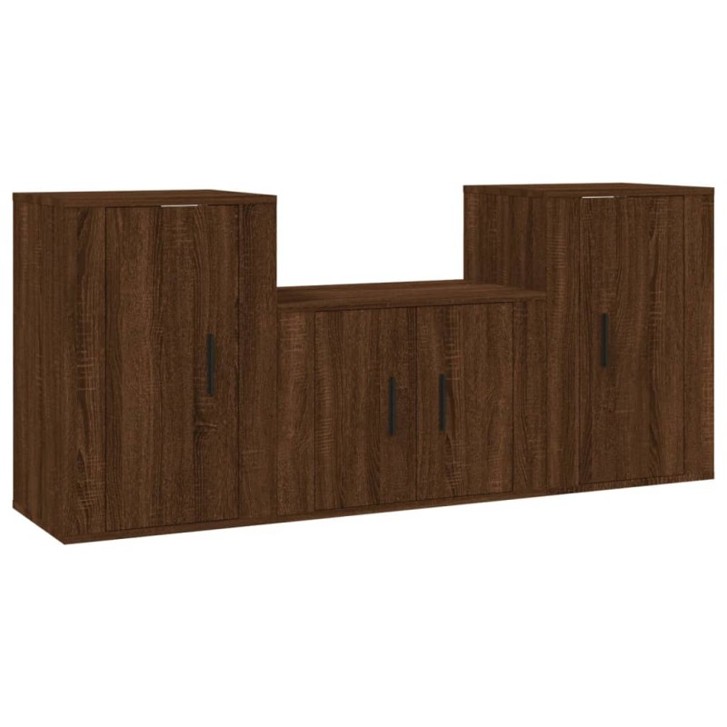 vidaXL 3-tlg. TV-Schrank-Set Braun Eichen-Optik Holzwerkstoff vidaXL 3-tlg. TV-Schrank-Set Braun Eichen-Optik Holzwerkstoff