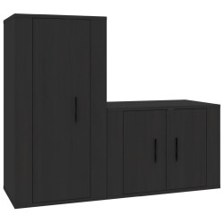 vidaXL 2-tlg. TV-Schrank-Set Schwarz Holzwerkstoff