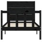 vidaXL Massivholzbett mit Kopfteil Schwarz 90x200 cm vidaXL Massivholzbett mit Kopfteil Schwarz 90x200 cm