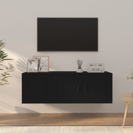vidaXL 2-tlg. TV-Schrank-Set Schwarz Holzwerkstoff