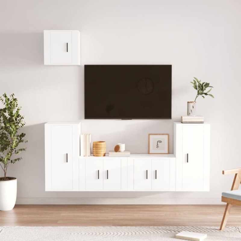 vidaXL 5-tlg. TV-Schrank-Set Weiß Holzwerkstoff vidaXL 5-tlg. TV-Schrank-Set Weiß Holzwerkstoff