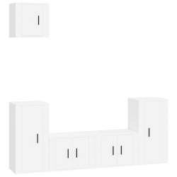 vidaXL 5-tlg. TV-Schrank-Set Weiß Holzwerkstoff