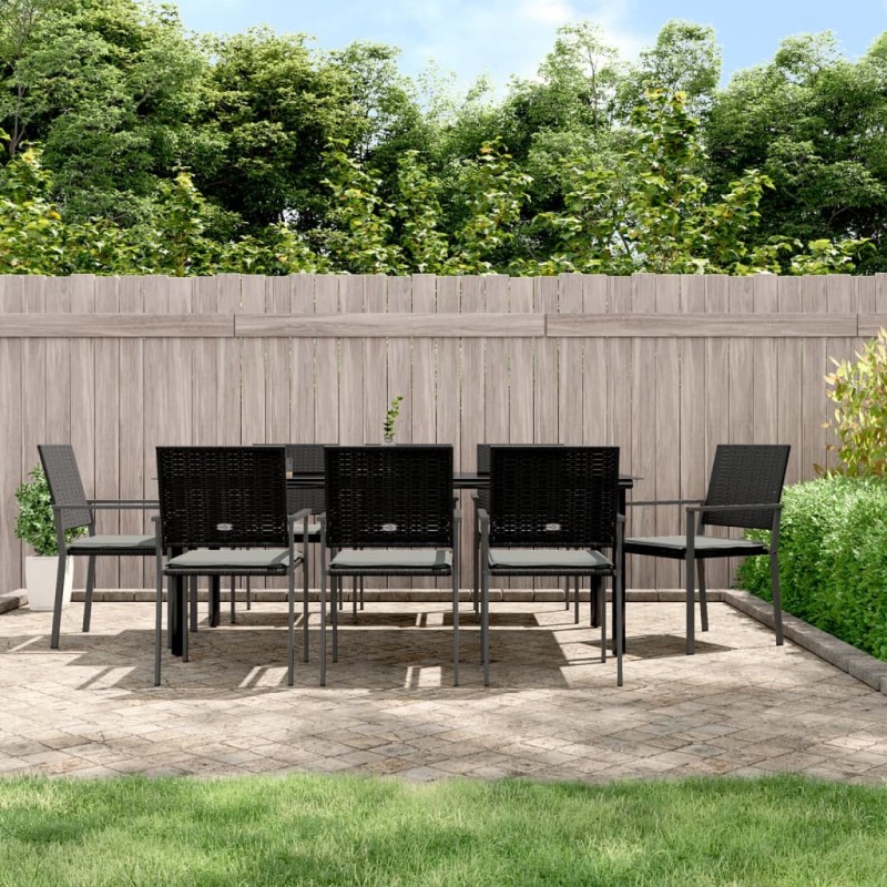 vidaXL 9-tlg. Garten-Essgruppe mit Kissen Poly Rattan und Stahl vidaXL 9-tlg. Garten-Essgruppe mit Kissen Poly Rattan und Stahl